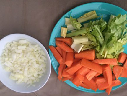 chicken soup - chopped vegetables